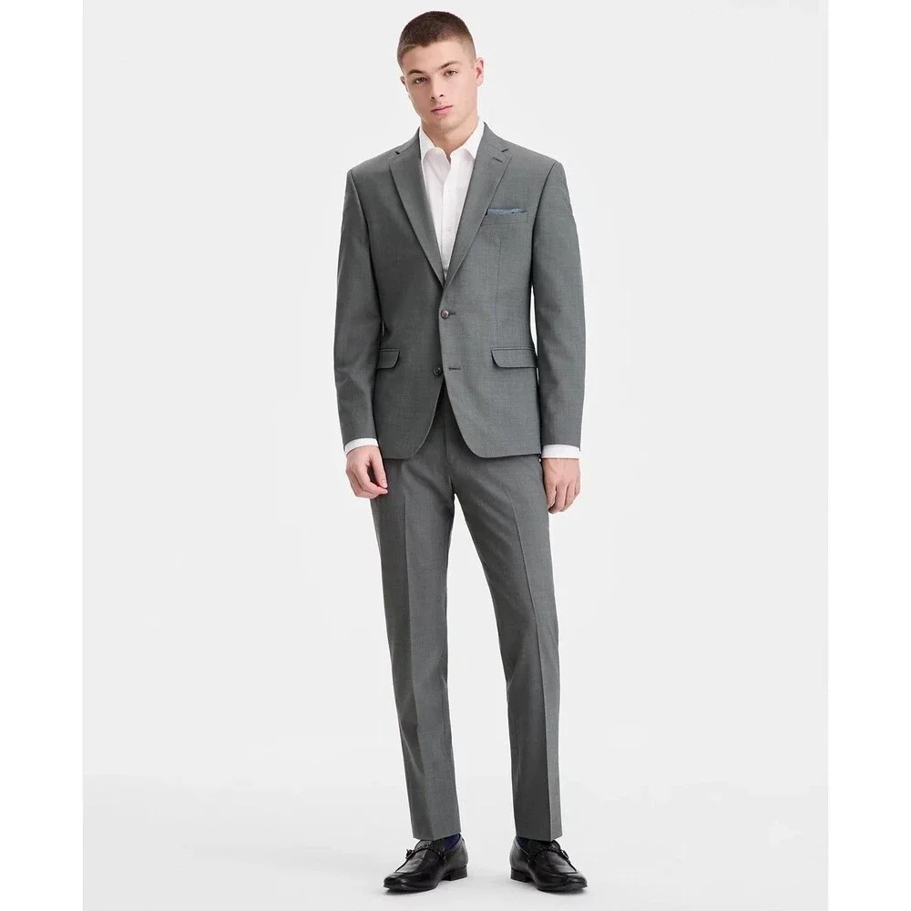$625 NEW BAR III MENS 46R SOLID GREEN SLIM 2 PIECE SUIT WITH DRESS PANTS 30X30